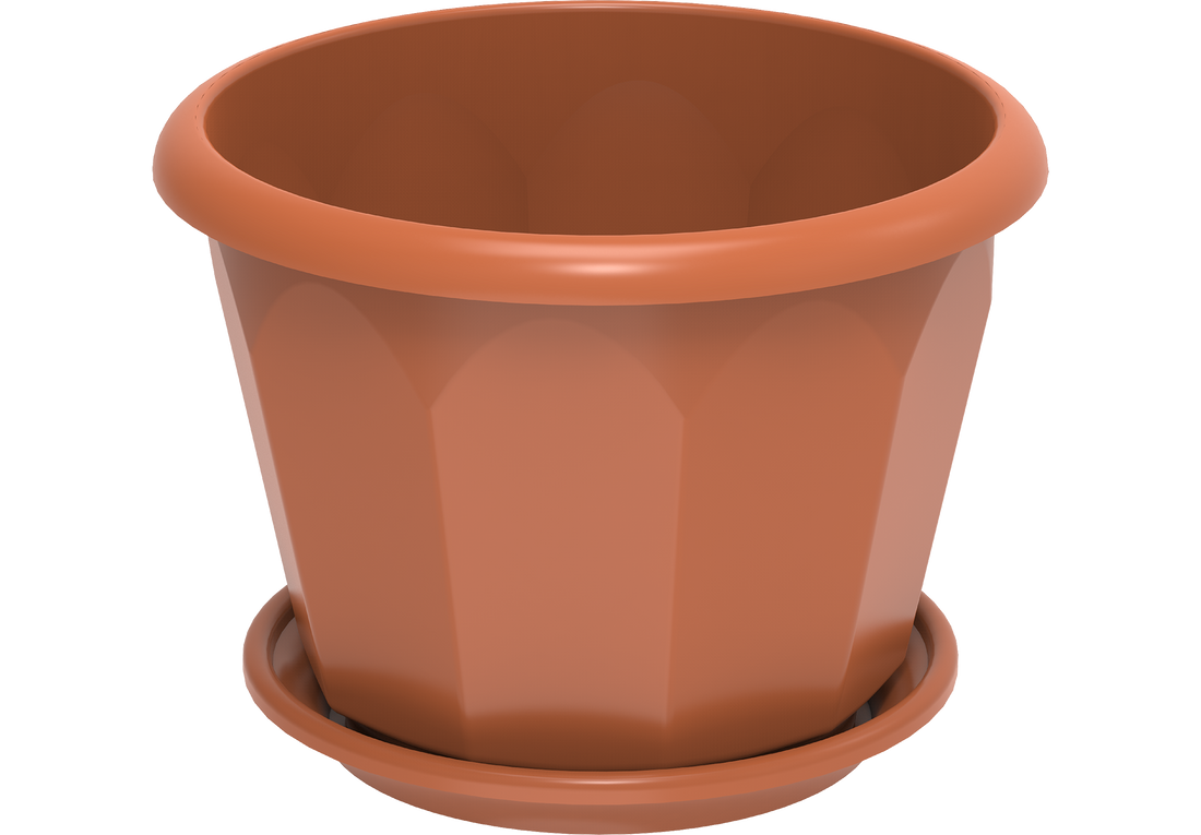 11" Plastic Hexagonal Flowerpots with Tray- Cosmoplast  KSA