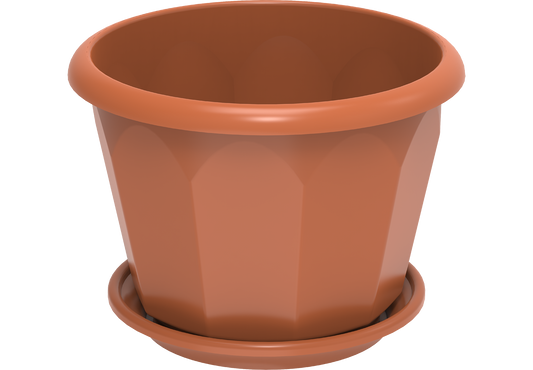 11" Plastic Hexagonal Flowerpots with Tray- Cosmoplast  KSA