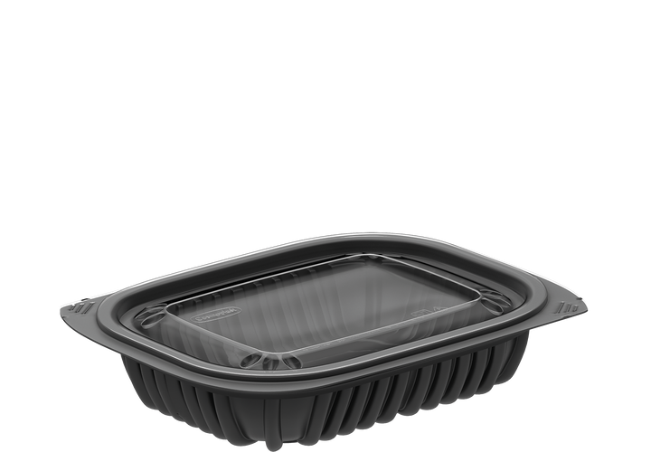 8 oz Carton of 250 Black General Purpose Containers with Lids