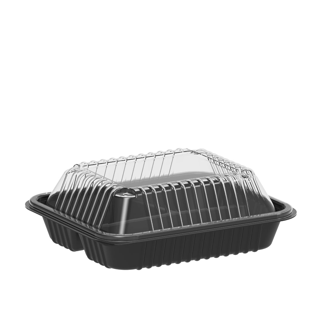 3 Compartments Carton of 250 Dark Meal Containers with Clear Lids