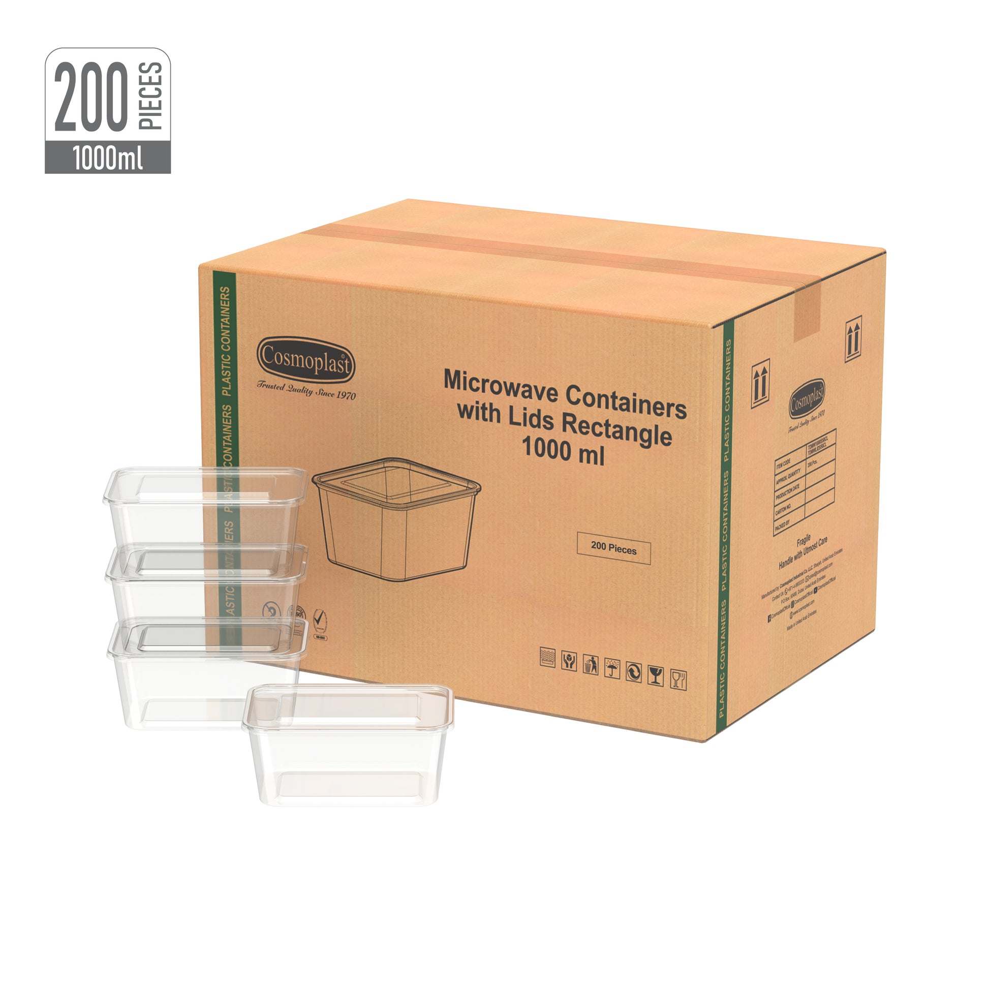 Microwave Rectangle Containers 1000 ml