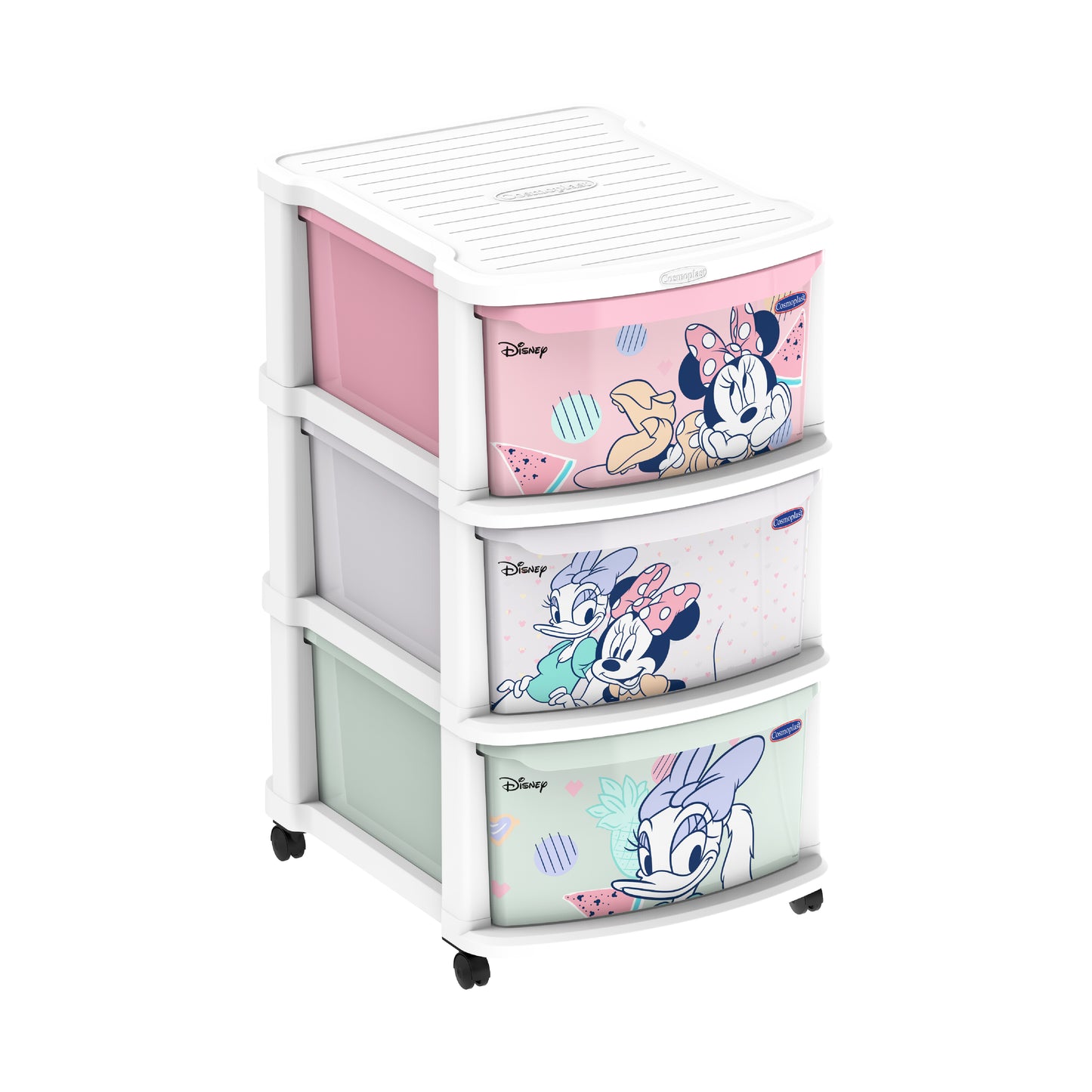 Cosmoplast Disney Mickey & Friends Girls Multipurpose Storage Cabinet 3 with Wheels