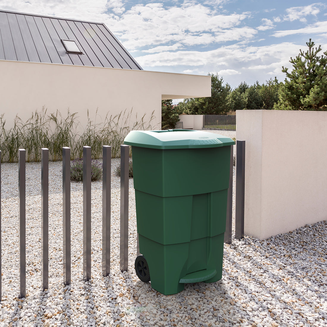  100L Step on Waste Bin with Pedal & Wheels- Cosmoplast KSA