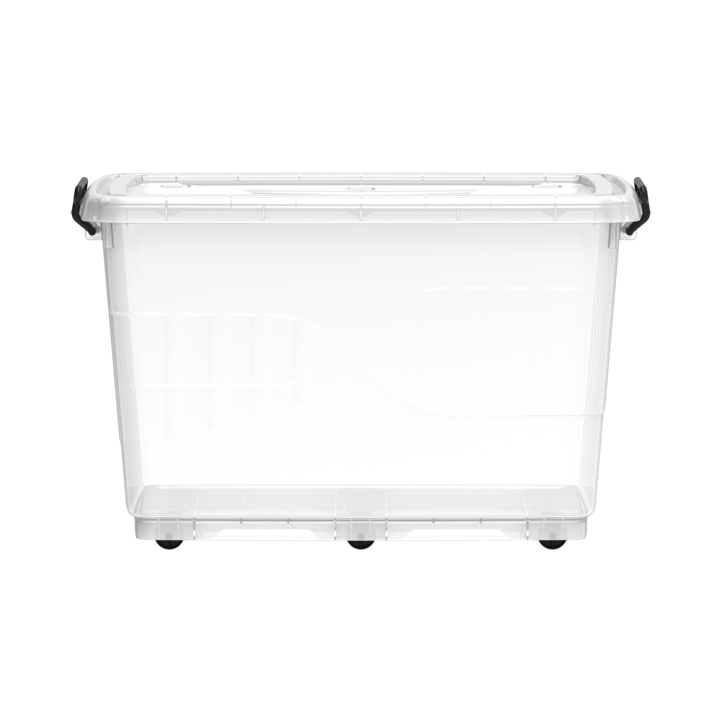 82L Clear Plastic Storage Box with Wheels & Lockable Lid