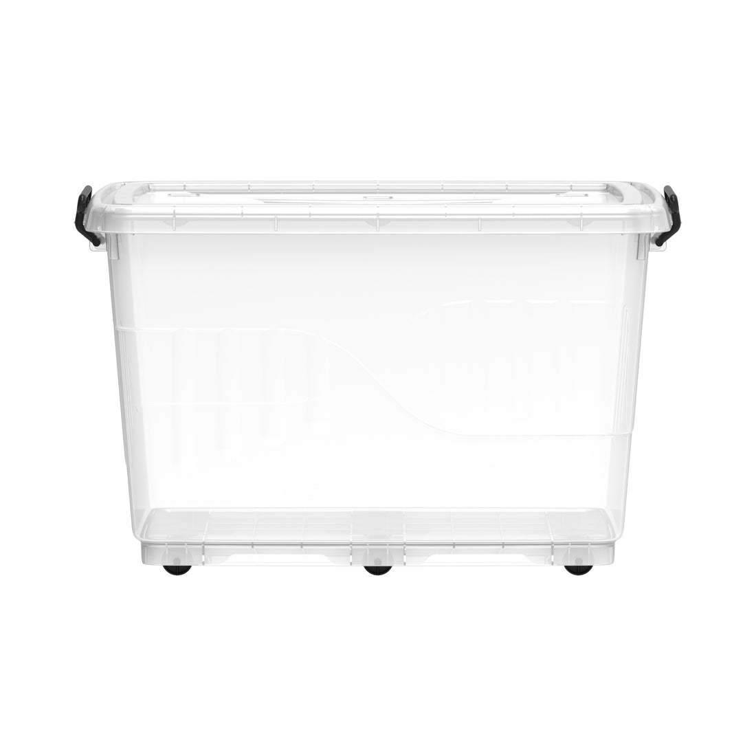 82L Clear Plastic Storage Box with Wheels & Lockable Lid