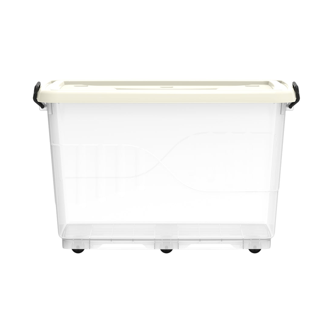 132L Clear Plastic Storage Box with Wheels & Lockable Lid صندوق تخزين مع عجلات 132 لتر