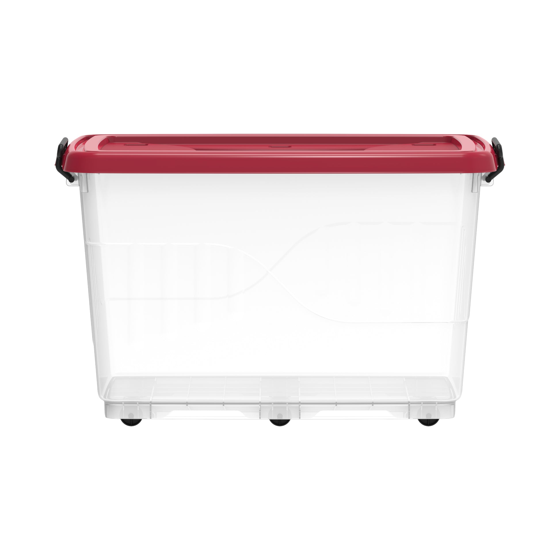 132L Clear Plastic Storage Box with Wheels & Lockable Lid صندوق تخزين مع عجلات 132 لتر