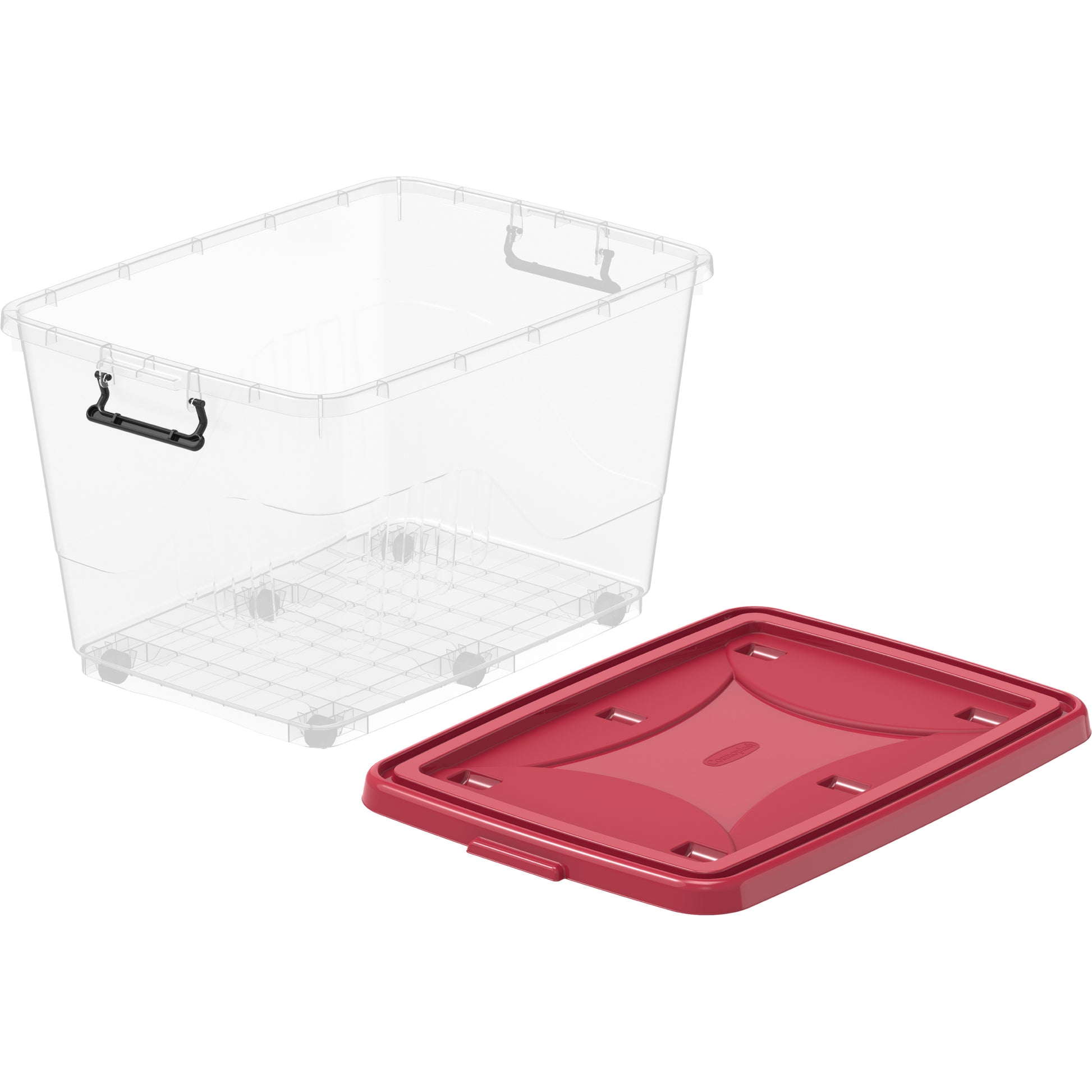 132L Clear Plastic Storage Box with Wheels & Lockable Lid صندوق تخزين مع عجلات 132 لتر