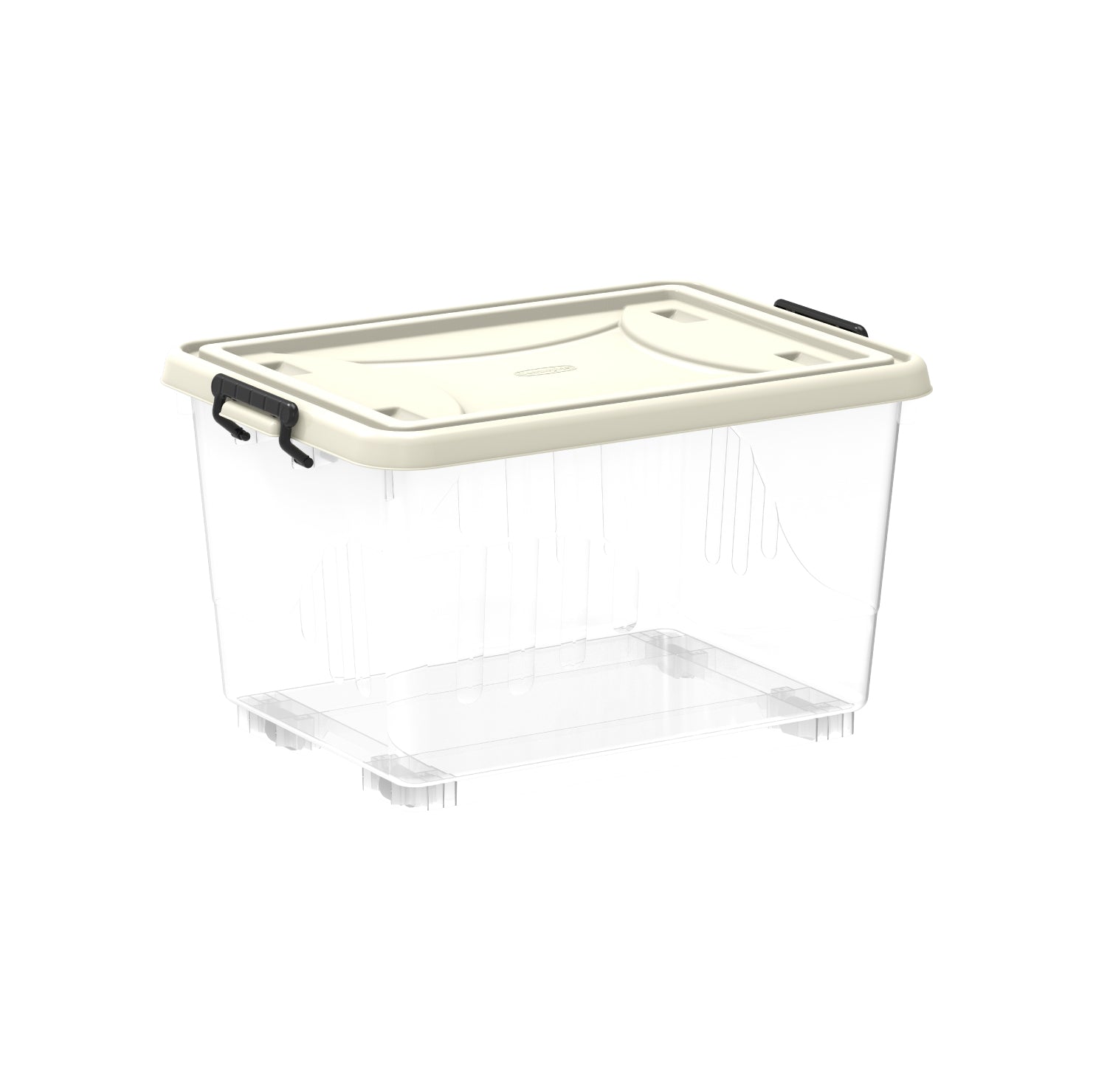 55L Clear Plastic Storage Box with Wheels & Lockable Lid