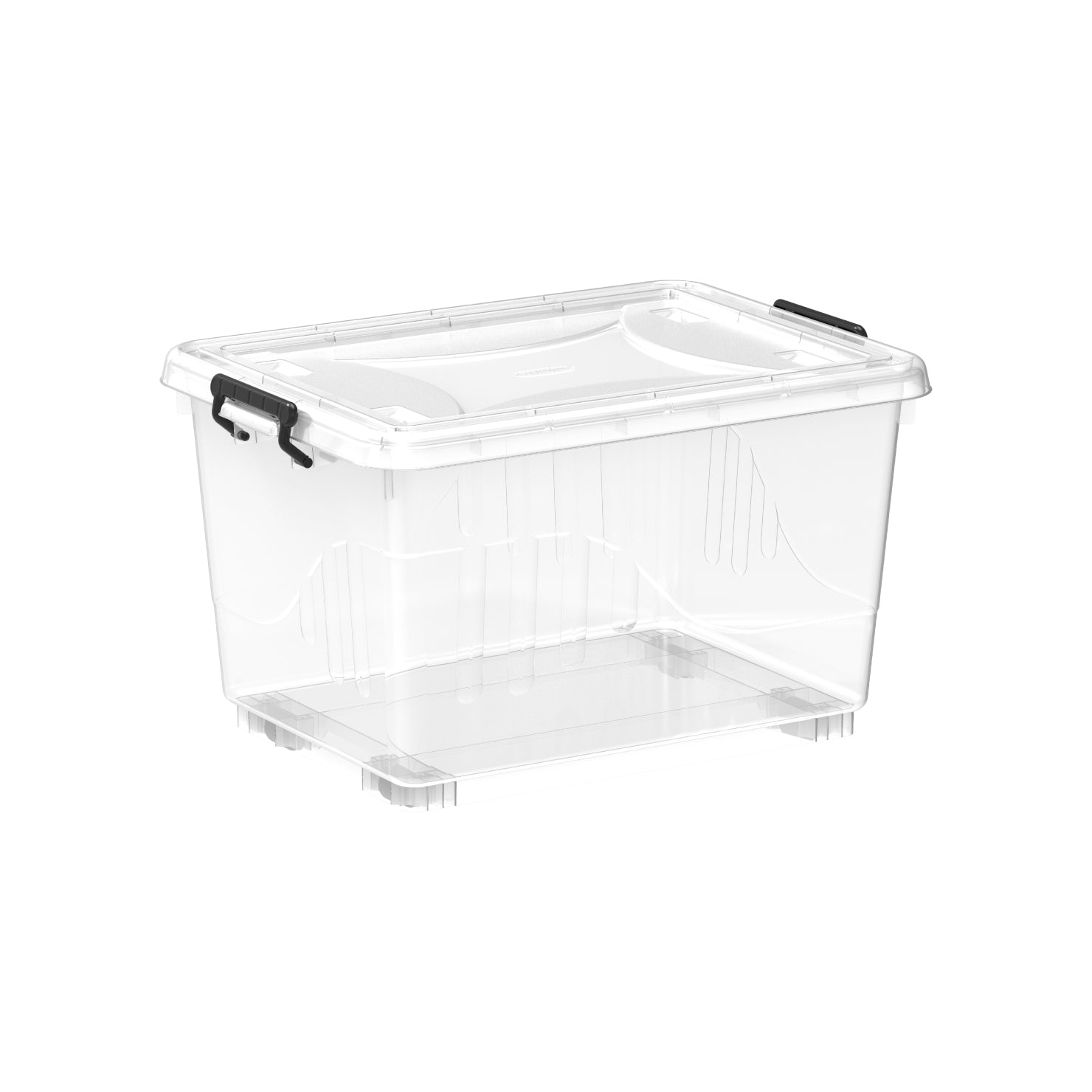 55L Clear Plastic Storage Box with Wheels & Lockable Lid