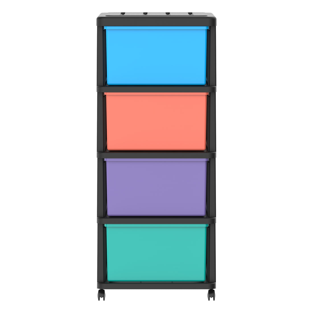 4 Tiers Storage Cabinet with Drawers & Wheels