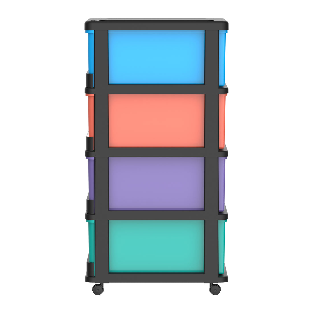 4 Tiers Storage Cabinet with Drawers & Wheels