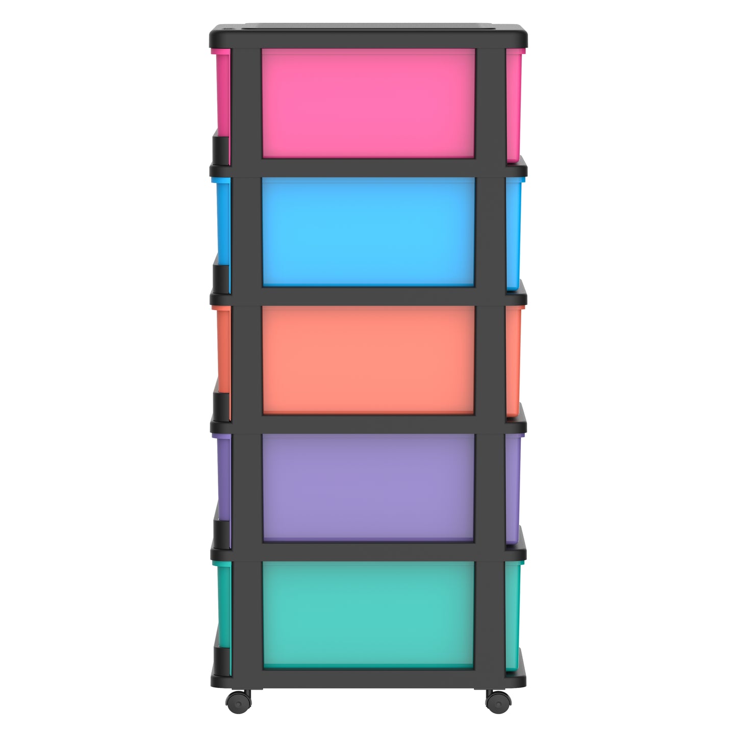 5 Tiers Storage Cabinet with Drawers & Wheels