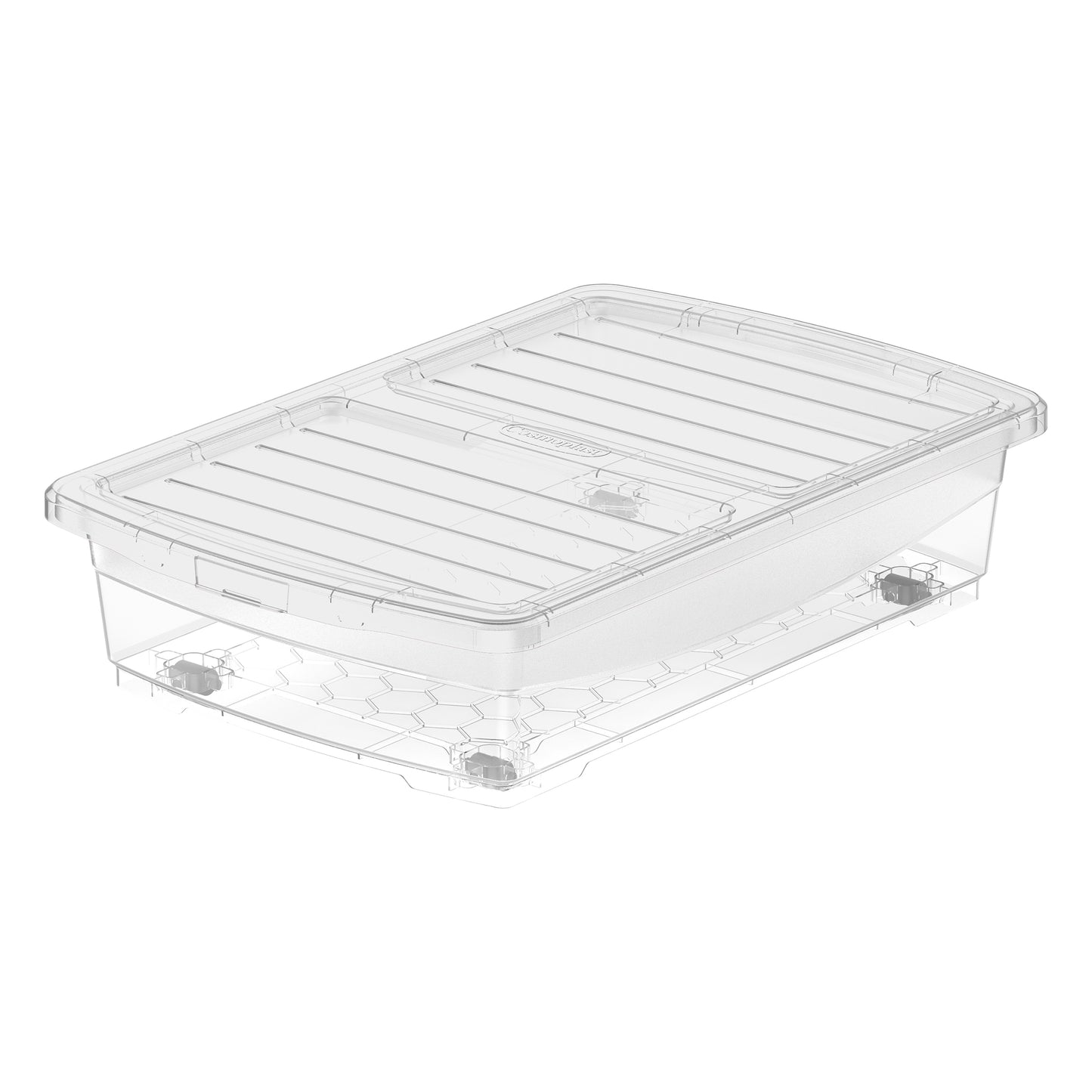 25L Clear Plastic Underbed Storage Box with Wheels & Lockable Lid