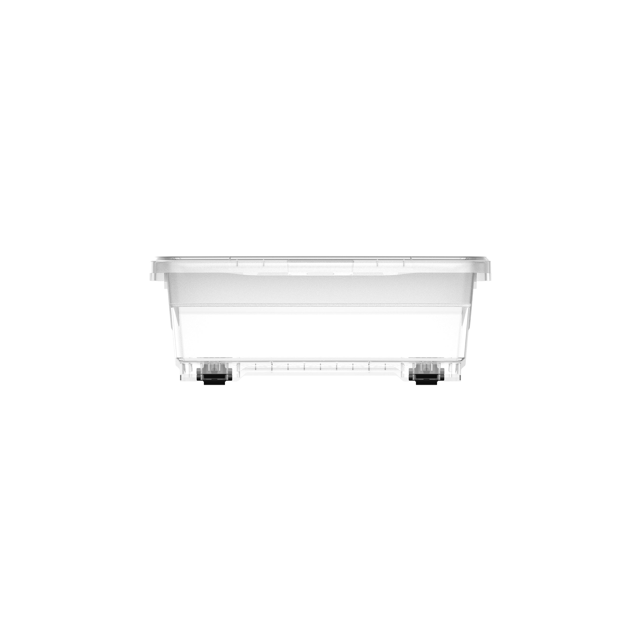 25L Clear Plastic Underbed Storage Box with Wheels & Lockable Lid