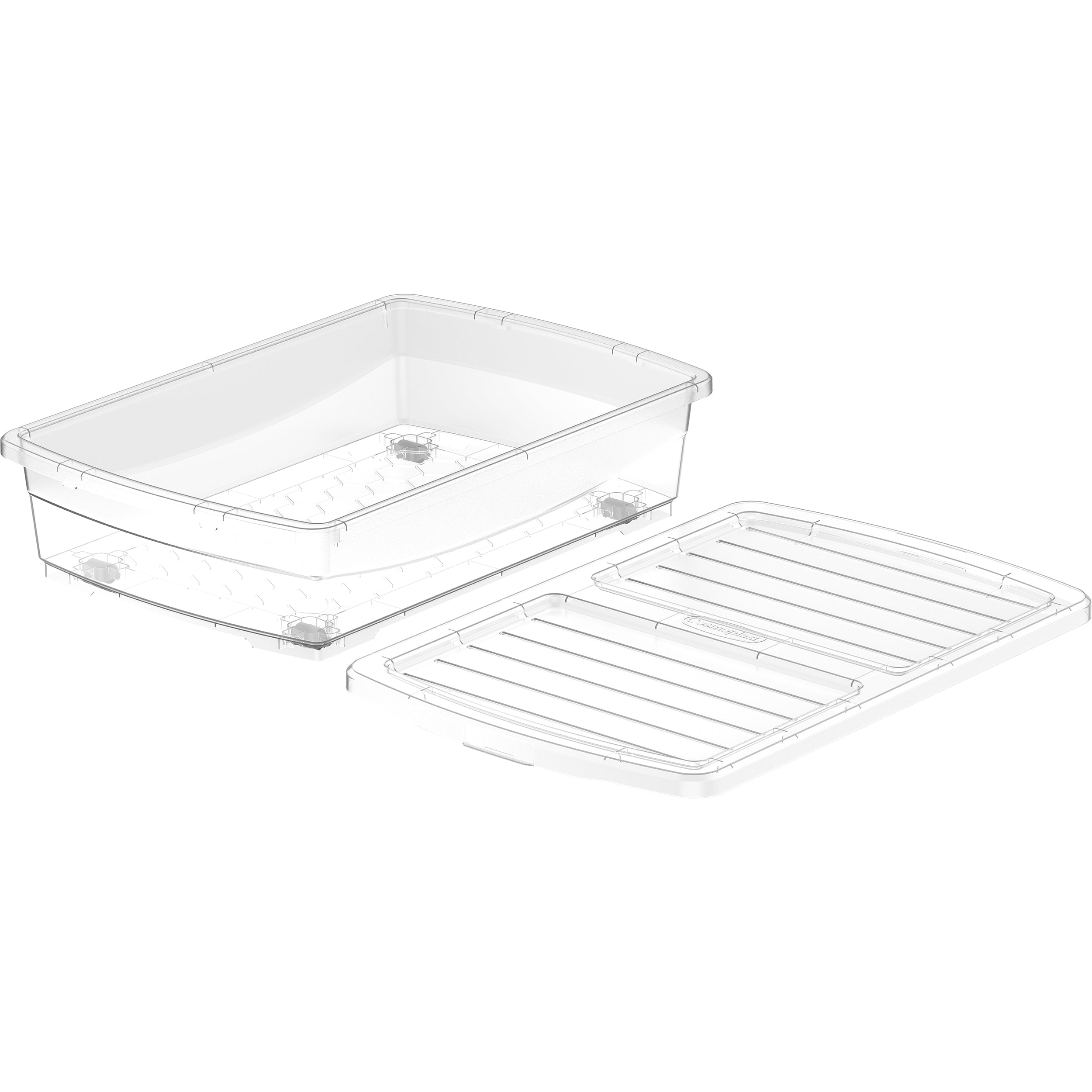 25L Clear Plastic Underbed Storage Box with Wheels & Lockable Lid