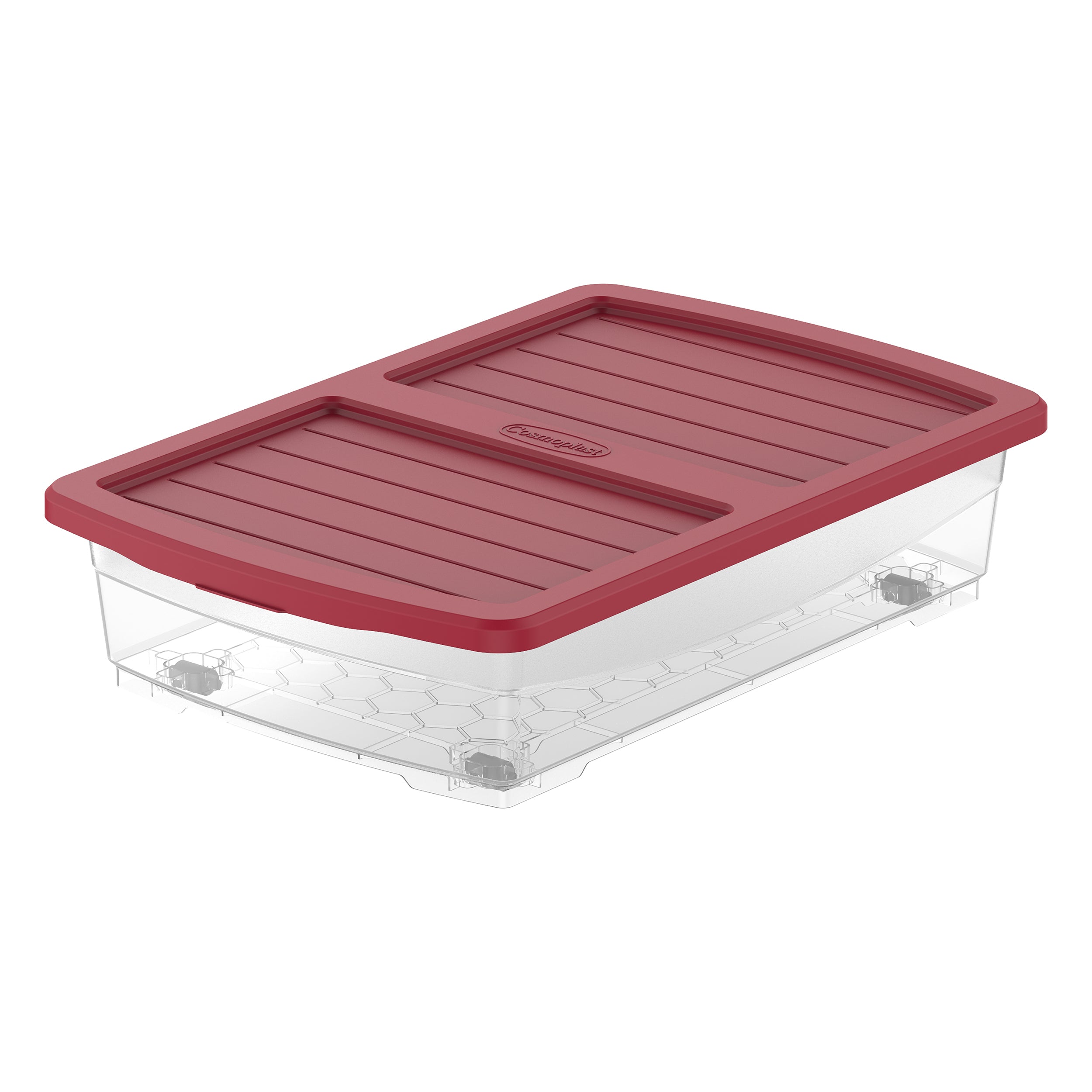 25L Clear Plastic Underbed Storage Box with Wheels & Lockable Lid