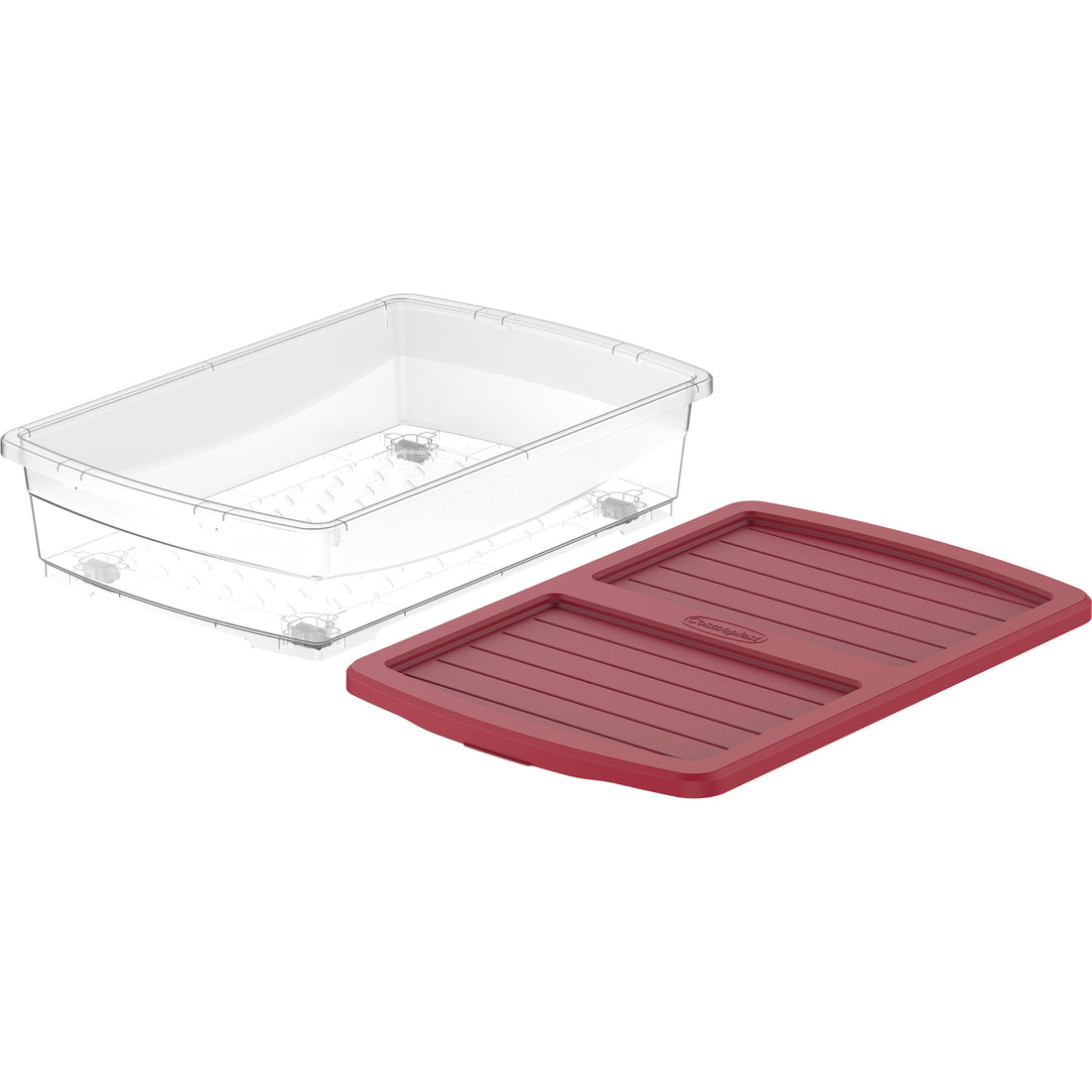 25L Clear Plastic Underbed Storage Box with Wheels & Lockable Lid