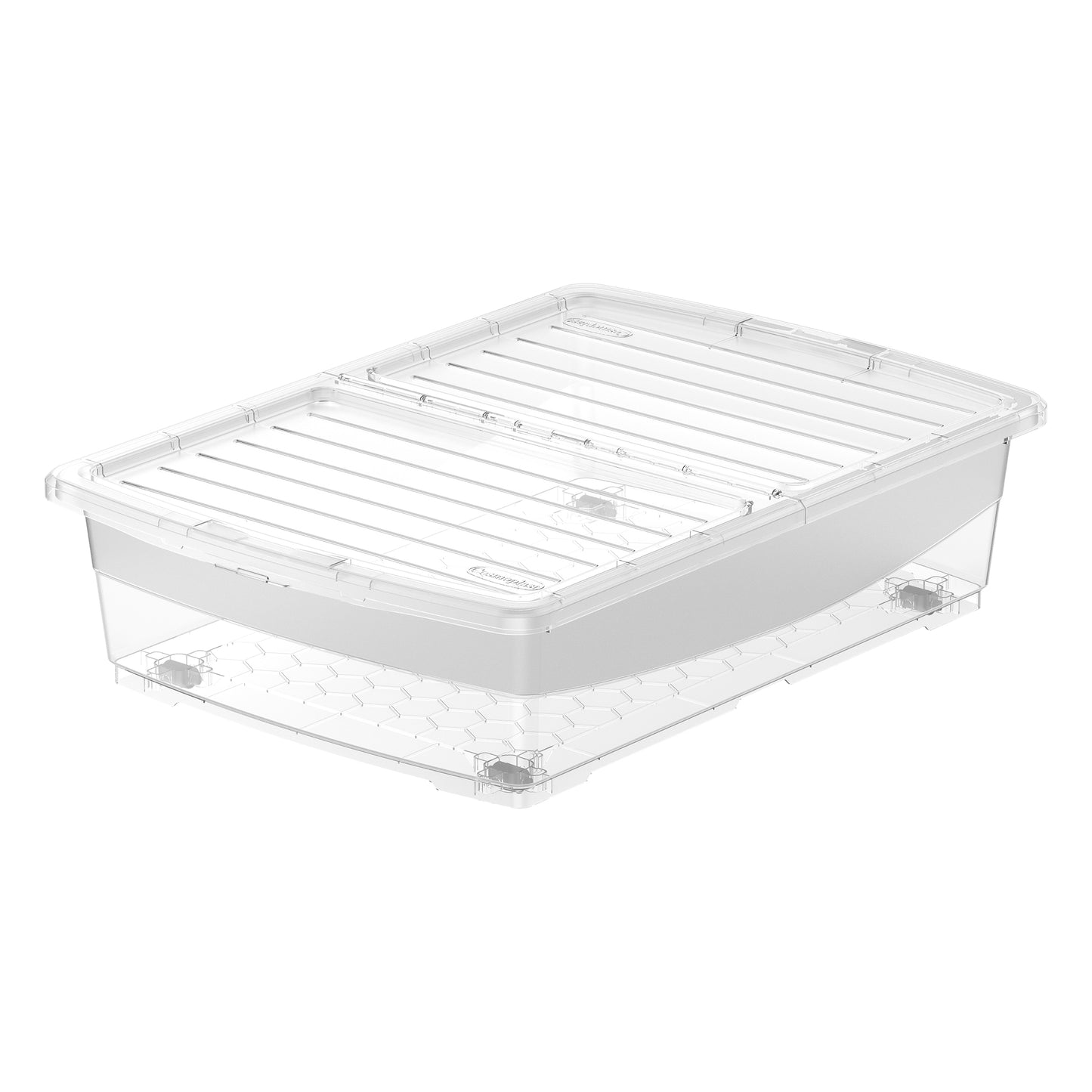 45L Clear Plastic Underbed Storage Box with Wheels & Lockable Lid