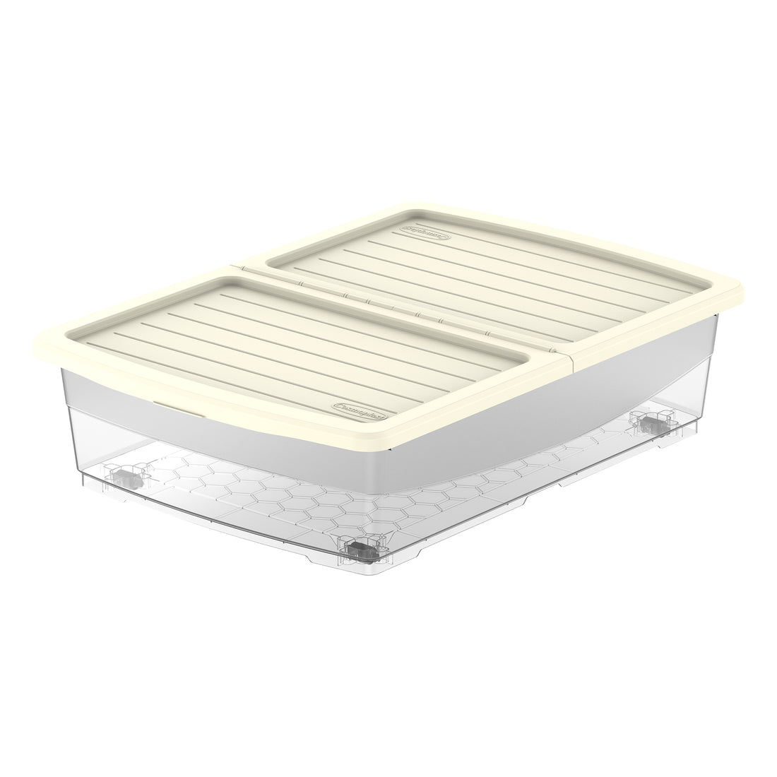 45L Clear Plastic Underbed Storage Box with Wheels & Lockable Lid