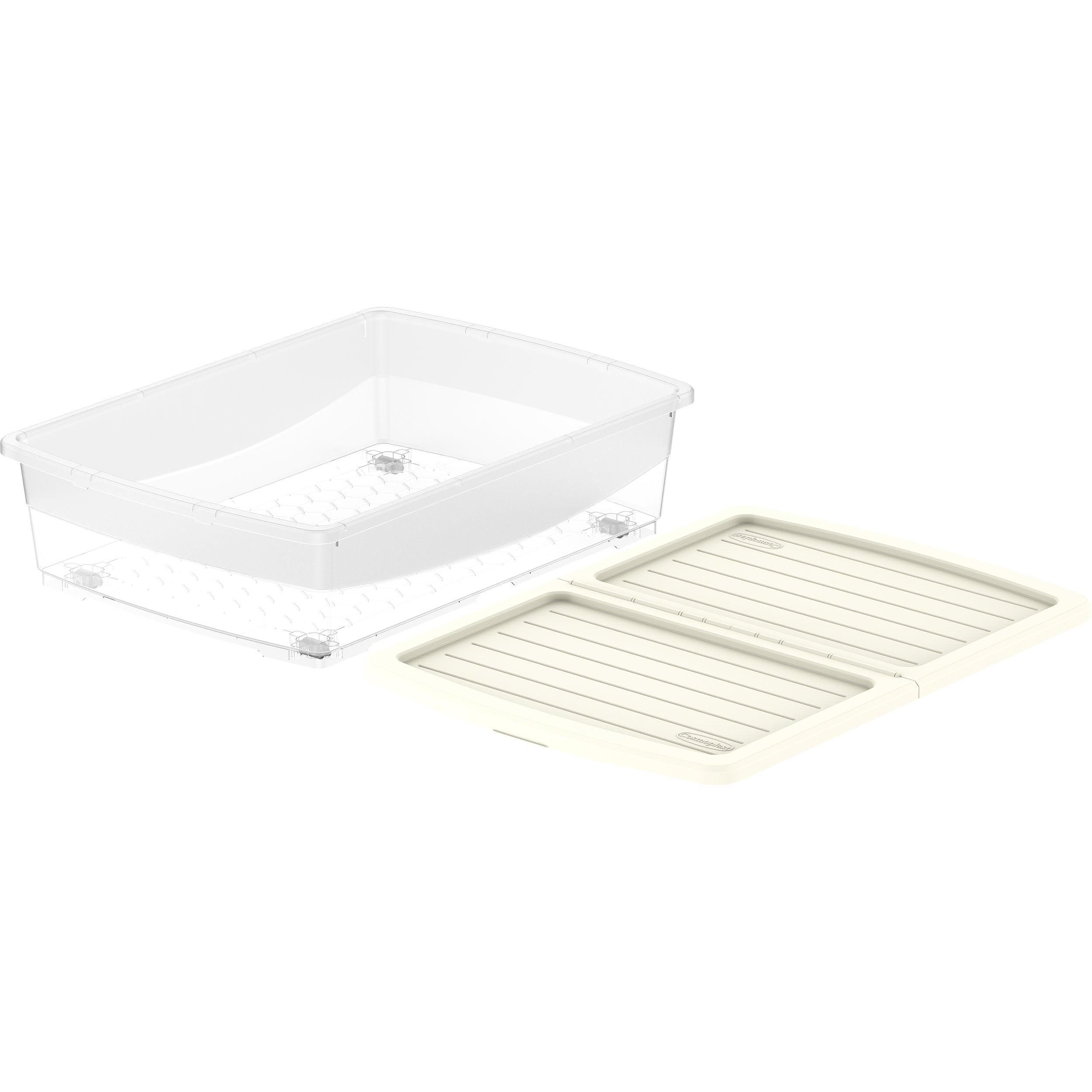 45L Clear Plastic Underbed Storage Box with Wheels & Lockable Lid