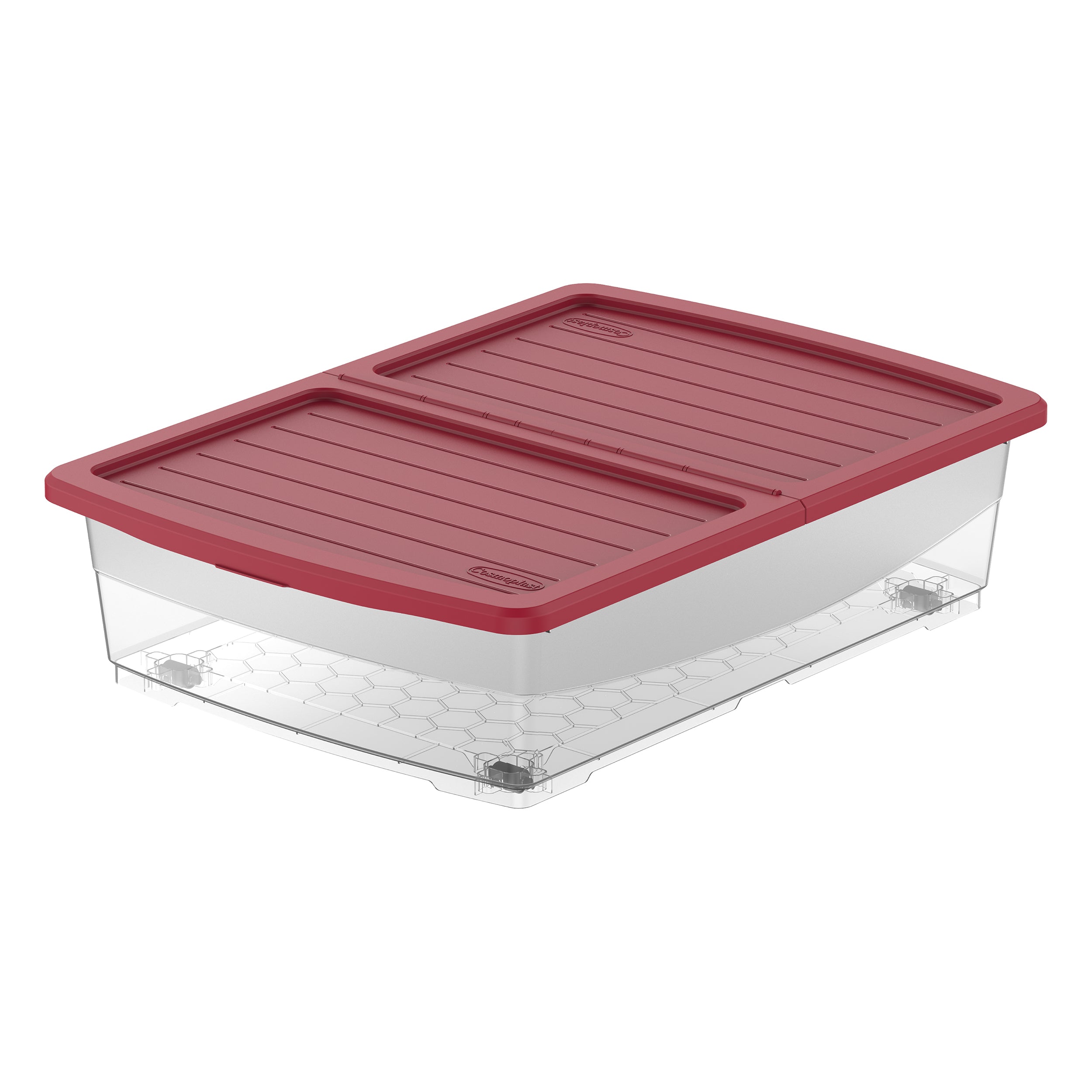 45L Clear Plastic Underbed Storage Box with Wheels & Lockable Lid