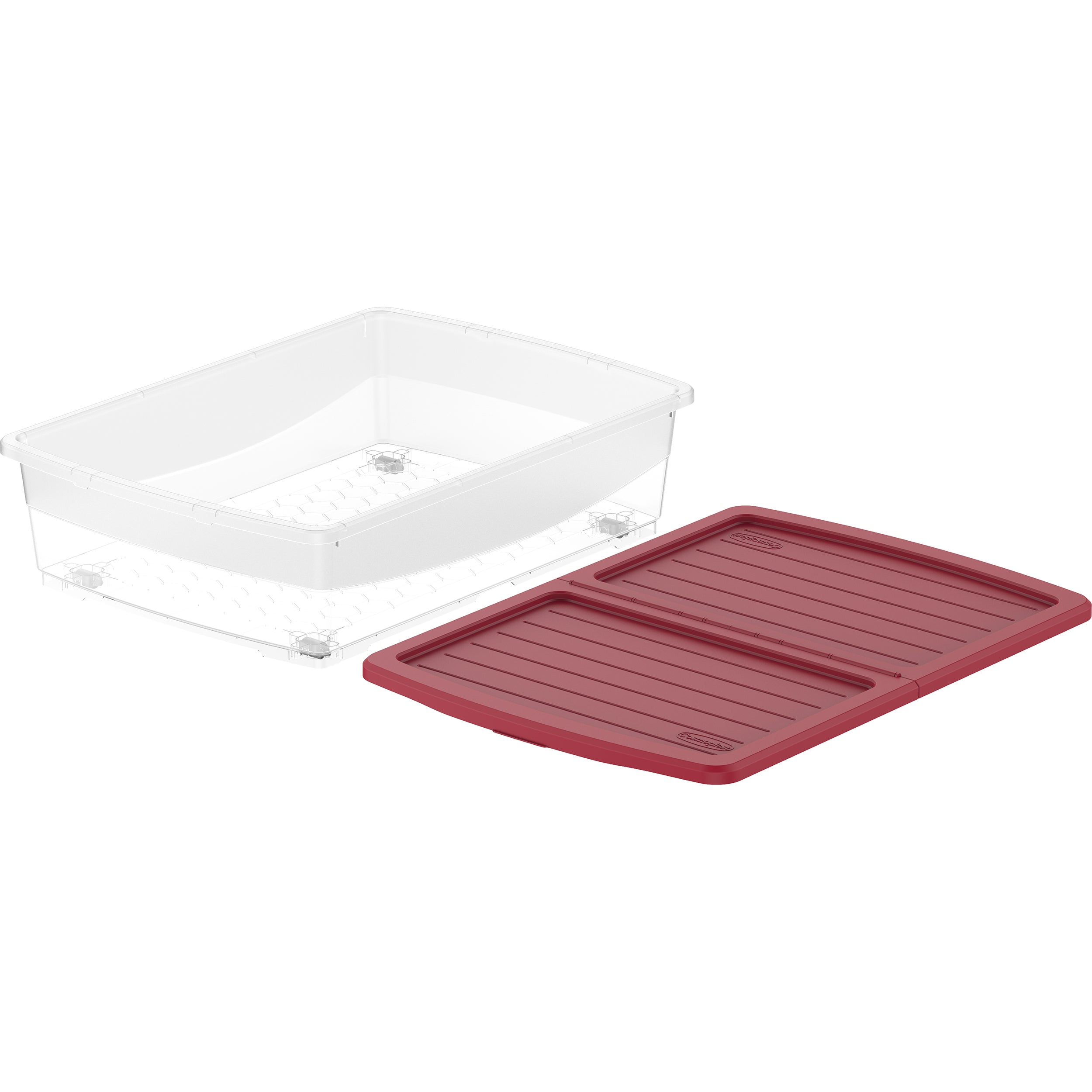 45L Clear Plastic Underbed Storage Box with Wheels & Lockable Lid