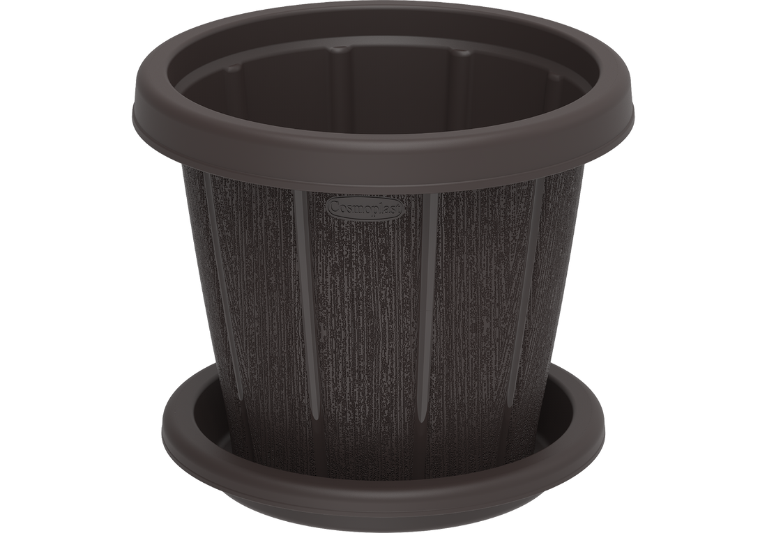 Cedargrain 12" Flowerpot with Tray