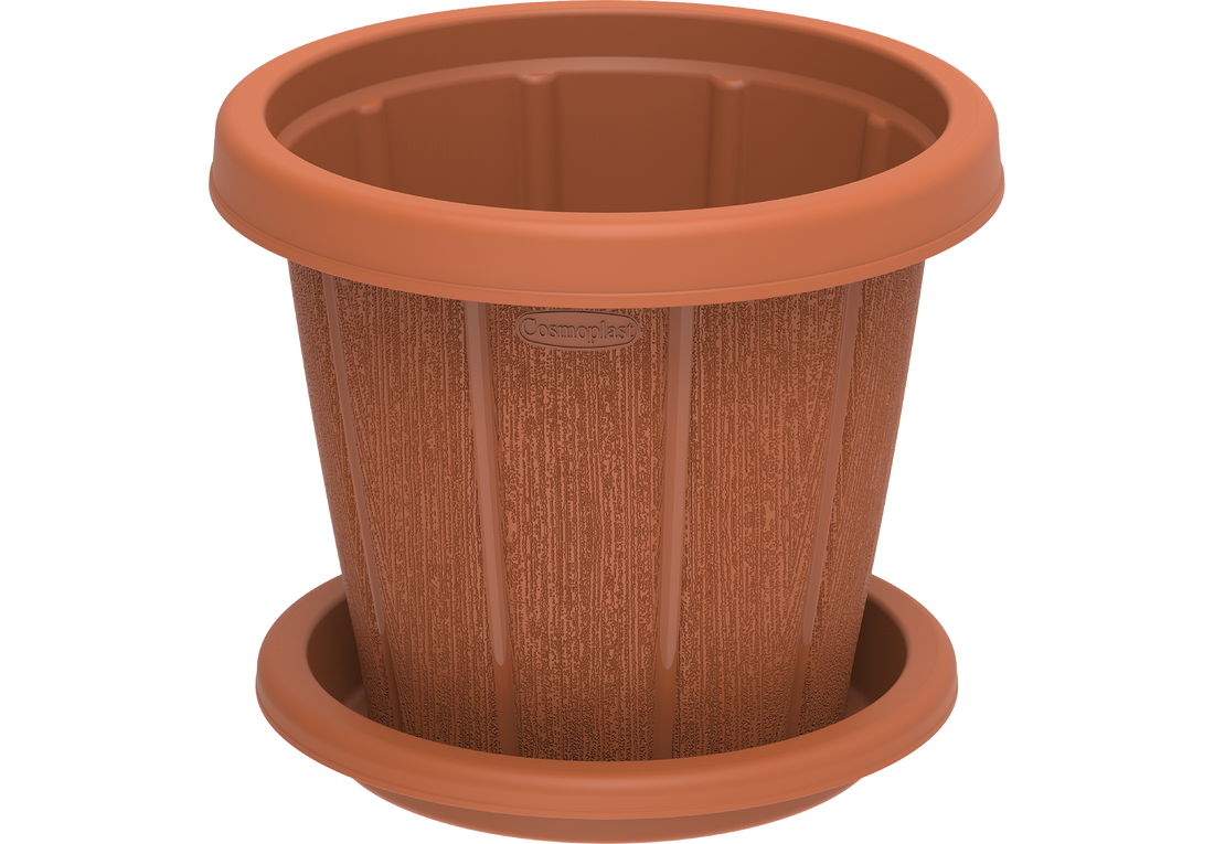 Cedargrain 6" Flowerpot with Tray